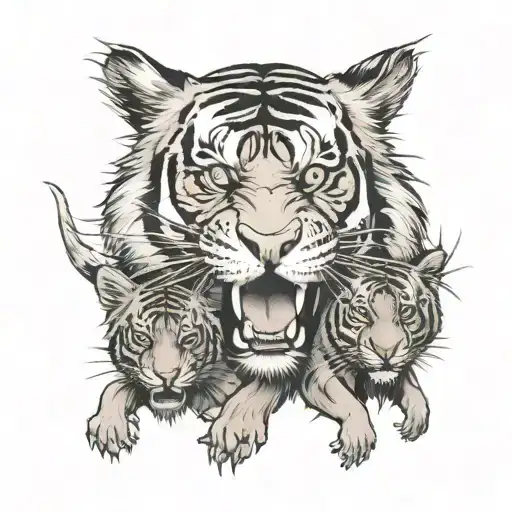 hog, rat, 2 tigers tattoo design idea