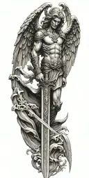 archangel michael sword tattoo design idea