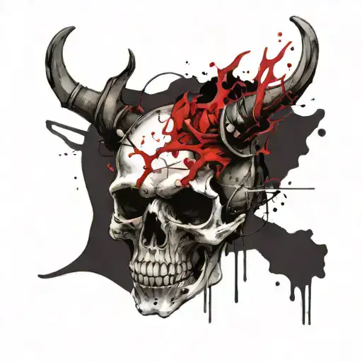 The demon skull tattoo design idea