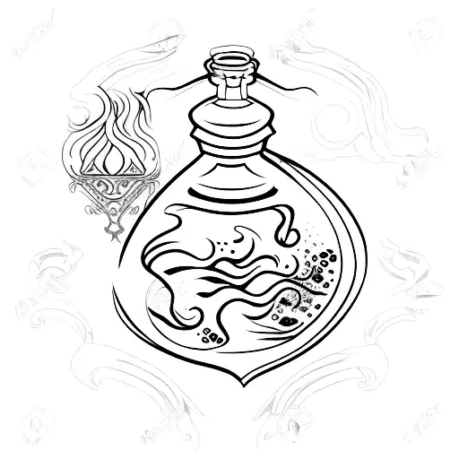 potion bottle with wax seal tattoo design idea