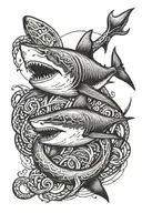 Shark with an anchor intertwined tattoo design idea
