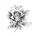 A bouquet of roses with car parts as the stems and leaves tattoo design idea