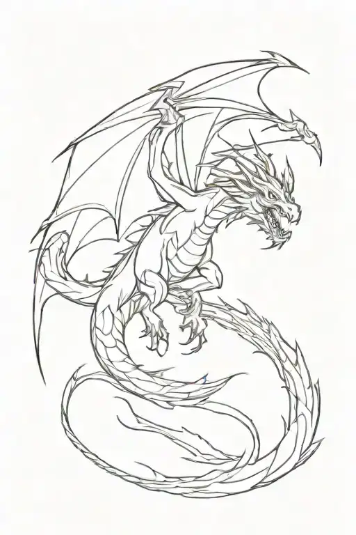shadow of a dragon flying tattoo design idea