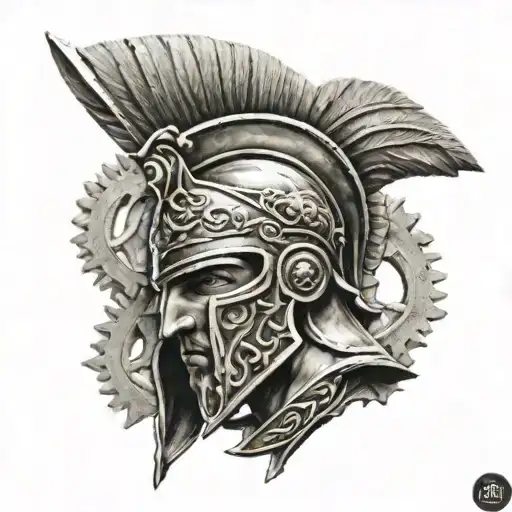 spartan roman monument gear tattoo design idea