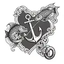 anchor and redfish tail tattoo design idea
