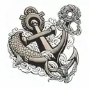 anchor and redfish tail tattoo design idea