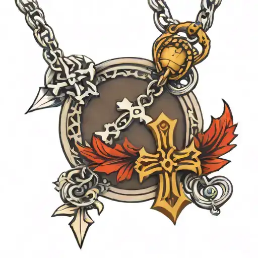 #2 necklace and cross  tattoo design idea