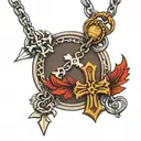 #2 necklace and cross  tattoo design idea