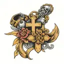 #2 necklace and cross  tattoo design idea