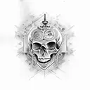 skull, Blue eye, steampunk tattoo design idea