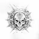skull, Blue eye, steampunk tattoo design idea