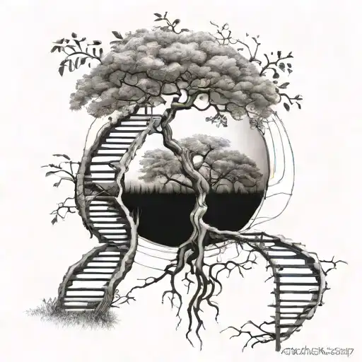 dna and tree growing tattoo design idea