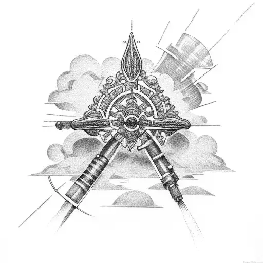 cross with clouds tattoo design idea