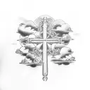cross with clouds tattoo design idea