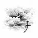 cross with clouds tattoo design idea
