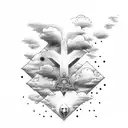 cross with clouds tattoo design idea
