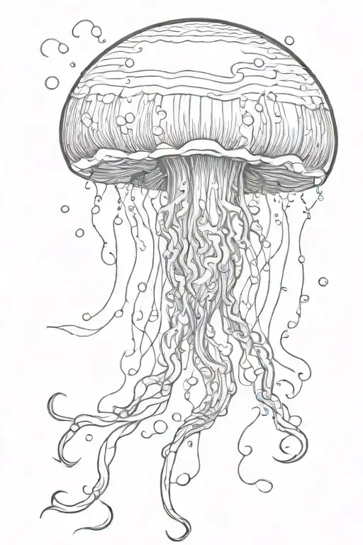 badass single jellyfish floating tattoo design idea