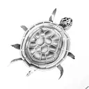 turtle in a book tattoo design idea