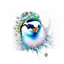 1 penguin and 1 peacock tattoo design idea