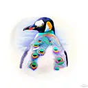 1 penguin and 1 peacock tattoo design idea