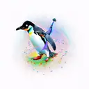 1 penguin and 1 peacock tattoo design idea