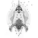 penguin and peacock tattoo design idea