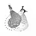 penguin and peacock tattoo design idea