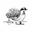 penguin and peacock tattoo design idea