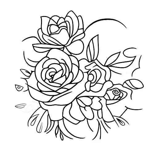 ramo de flores tattoo design idea
