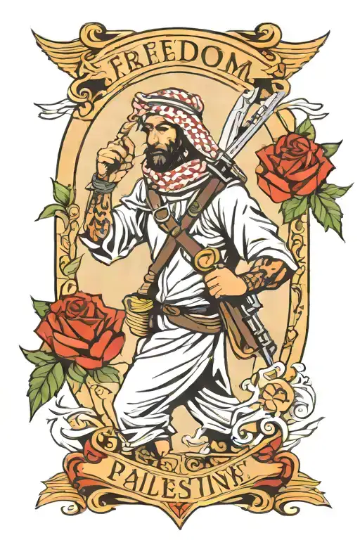 freedom fighter palestine tattoo design idea