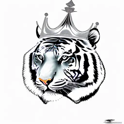 tiger with crown above it  tattoo design idea