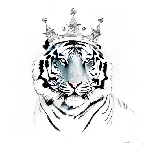 tiger with crown above it  tattoo design idea