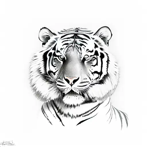 female tiger with crown above it  tattoo design idea
