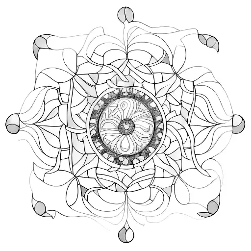 A design of a stained glass window pattern in a women's mind entwined with the lyrics 'stained glass windows in my mind' tattoo design idea