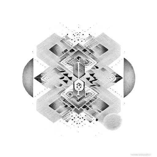 psicodelic and drugs geometric tattoo design idea