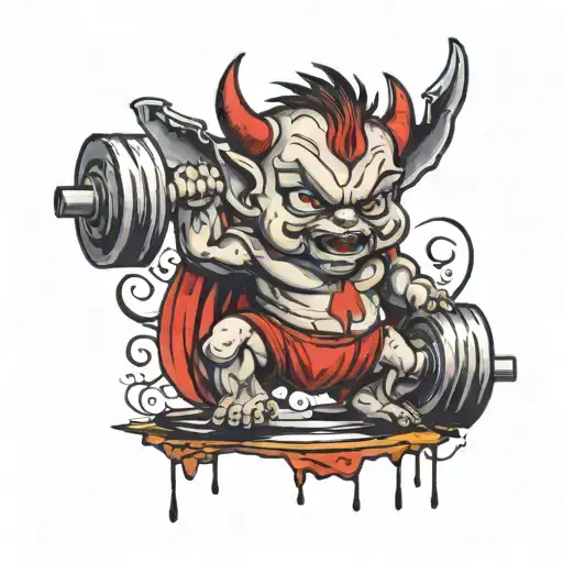 Baby Devil Lifting Weights tattoo design idea