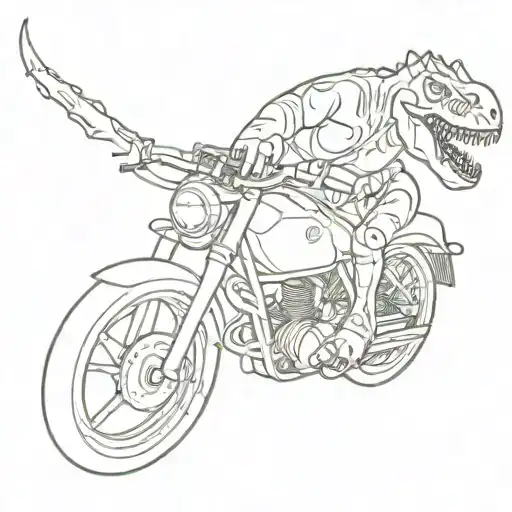 dino riding a motorcycle tattoo design idea