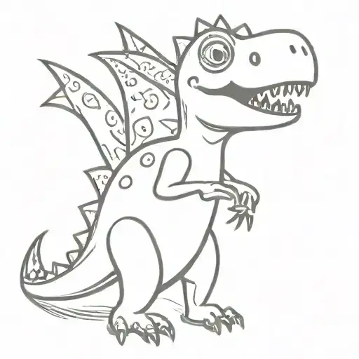 doodle funny dino tattoo design idea