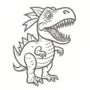 doodle funny dino tattoo design idea