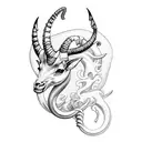 Capricorn sea goat tattoo design idea