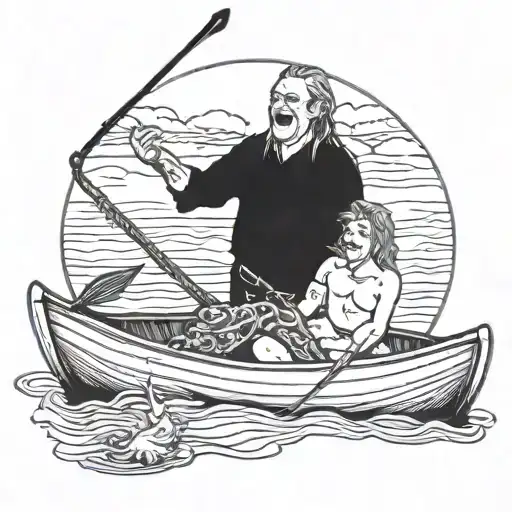 wolff with meat loaf in a canoe tattoo design idea