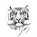 Tiger with text "never give up" tattoo design idea