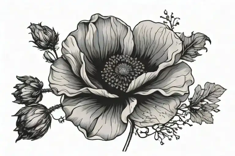 poppy flowers Leo constellation  tattoo design idea