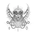 A unique tattoo design combining the elements of boho style with the Libra scales and the words 'sins' and 'forgiveness' in a dotwork pattern tattoo design idea