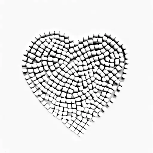 An abstract representation of a heart made of sugar cubes, emphasizing the sweetness of solitude tattoo design idea