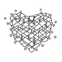 An abstract representation of a heart made of sugar cubes, emphasizing the sweetness of solitude tattoo design idea