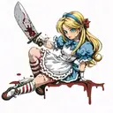 Alice from Wonderland with a knife in her hand and covered in blood  tattoo design idea
