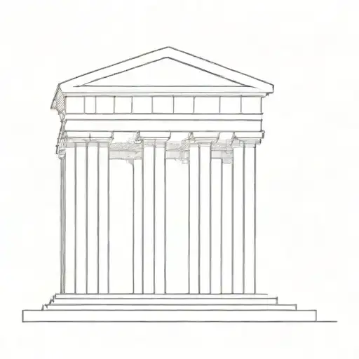 A minimalist tattoo of the Parthenon in Athens, with a subtle outline of a motorcycle in the background, combining your favorite city and hobby tattoo design idea