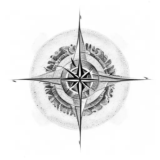 seperate each element forearm length, wind water and fire with the eart and Japanese waves with a north pointing compass tattoo design idea