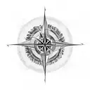 seperate each element forearm length, wind water and fire with the eart and Japanese waves with a north pointing compass tattoo design idea